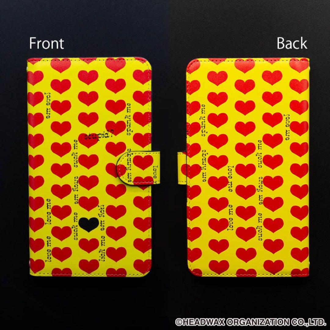 hide スマホケース Lサイズ イエローハート ペイント