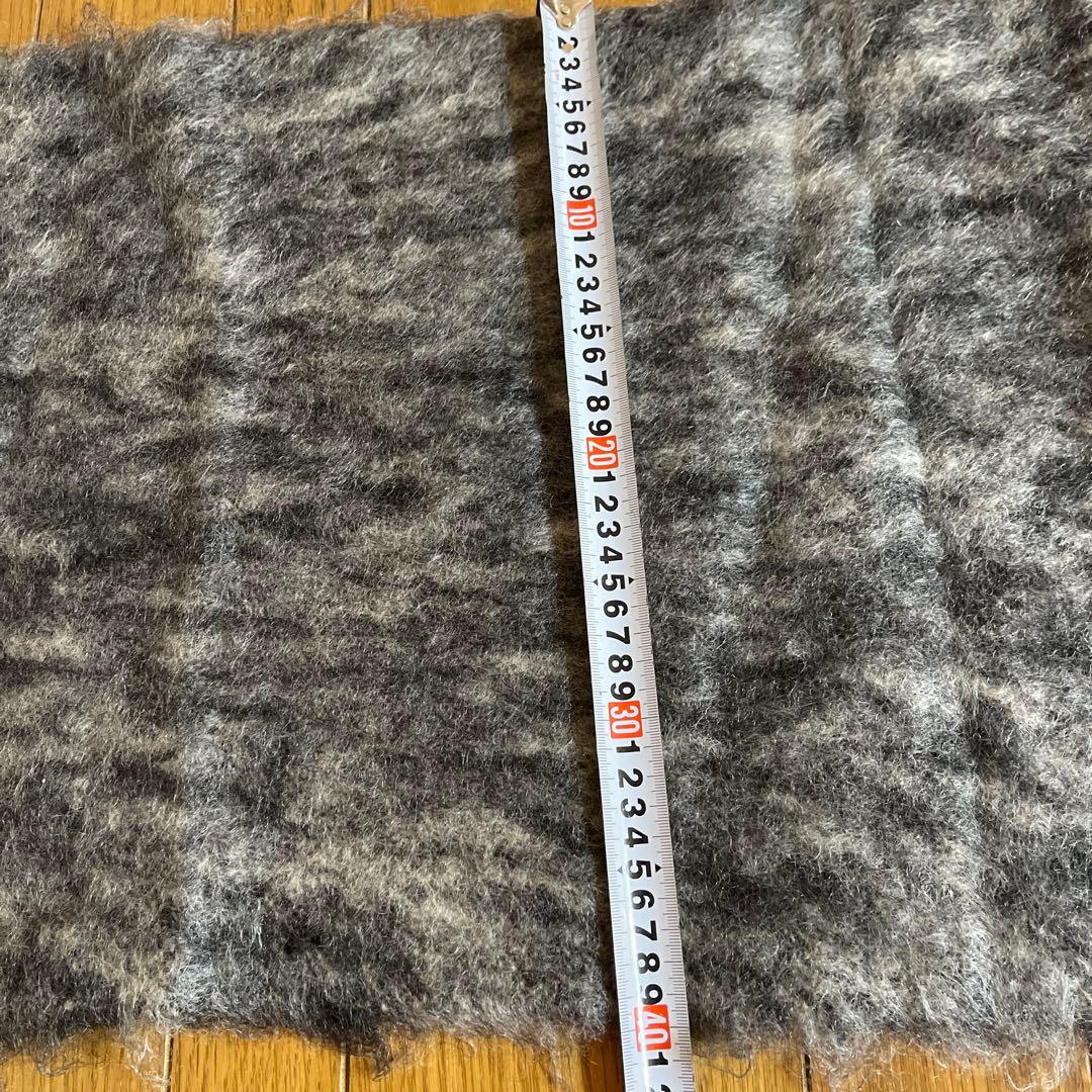 HERMES モヘアマフラー グレー系 フリンジ付き　ユニセックス