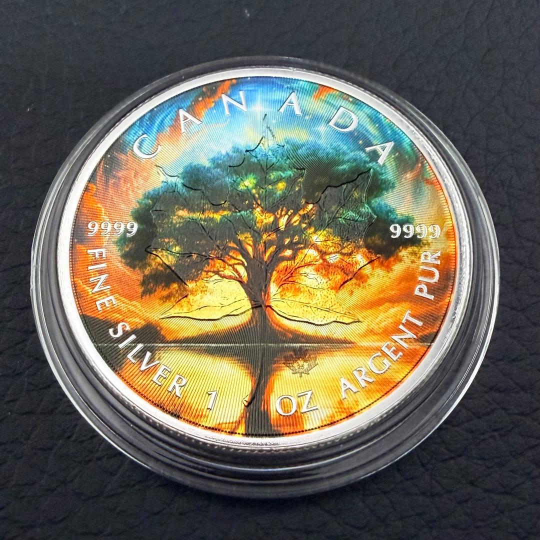 世界100枚限定！ メイプルリーフ 銀貨 カラー 生命の樹 1オンス 1oz