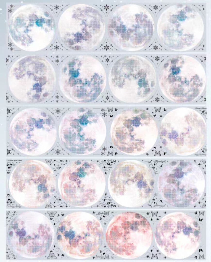 切売 932★ 海外 マスキングテープ マステ PET 装飾 月 贝壳光