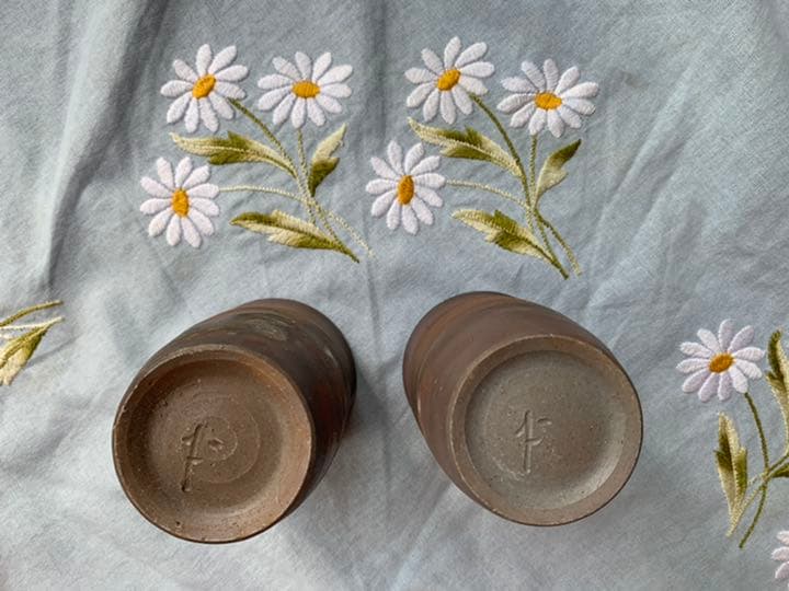 再値下げ！備前焼　麦酒盃　石田安弘造　新品