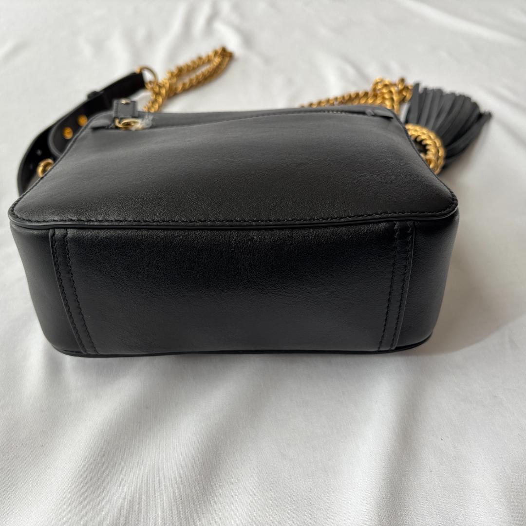 極美品 アニヤハインドマーチ レザー ショルダーバッグ チェーン ブラック
