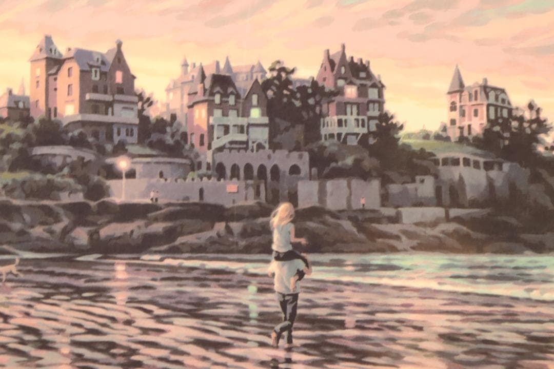 真作保証 笹倉鉄平 「エクリューズ浜」シルクスクリーン 直筆サイン 光の情景画家