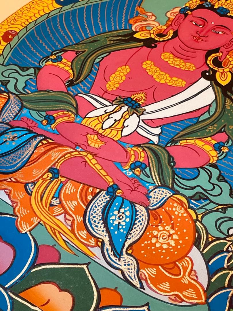 《手描き肉筆画》阿弥陀如来 タンカ 曼荼羅 チベット密教 仏画 a1 仏教美術