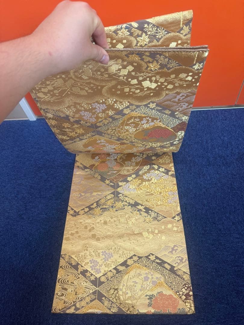 2702 袋帯 古代彫金紋 西陣織 金糸　高級上質上品　約440cm 未使用