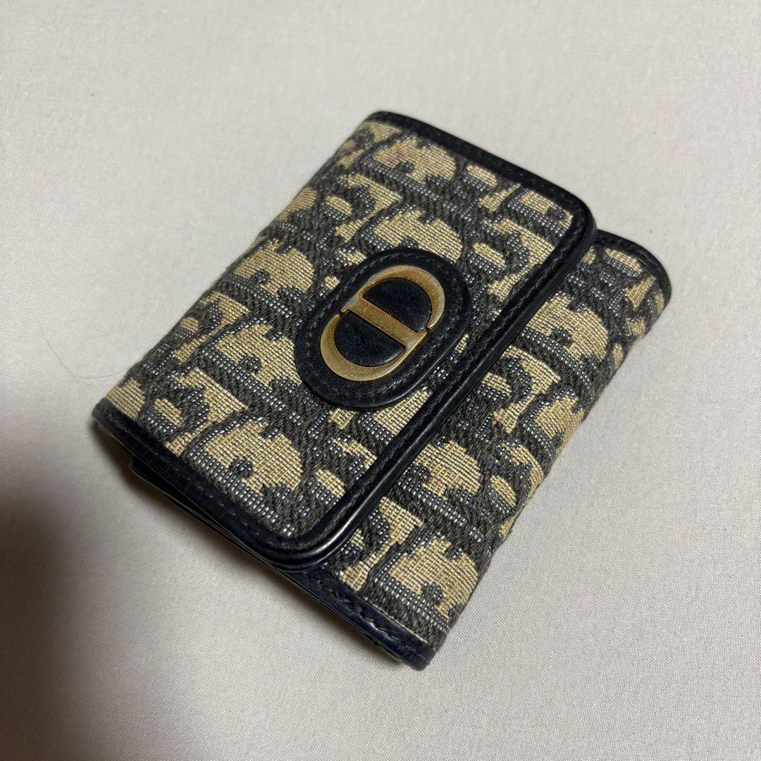 三つ折り財布 ベージュとグレーのツイード