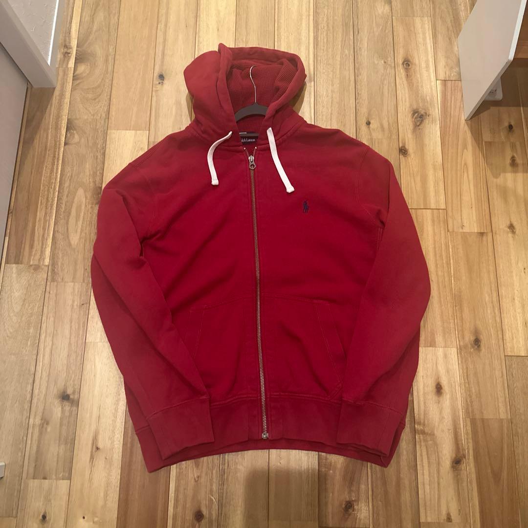 人気Polo by Ralph Lauren レッド ジップアップパーカー LL