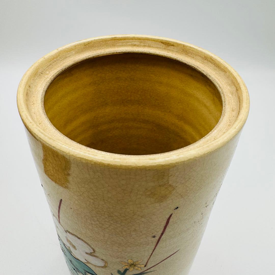 【仁清　色絵　長水指　春風　淡々斎】骨董　アンティーク　インテリア