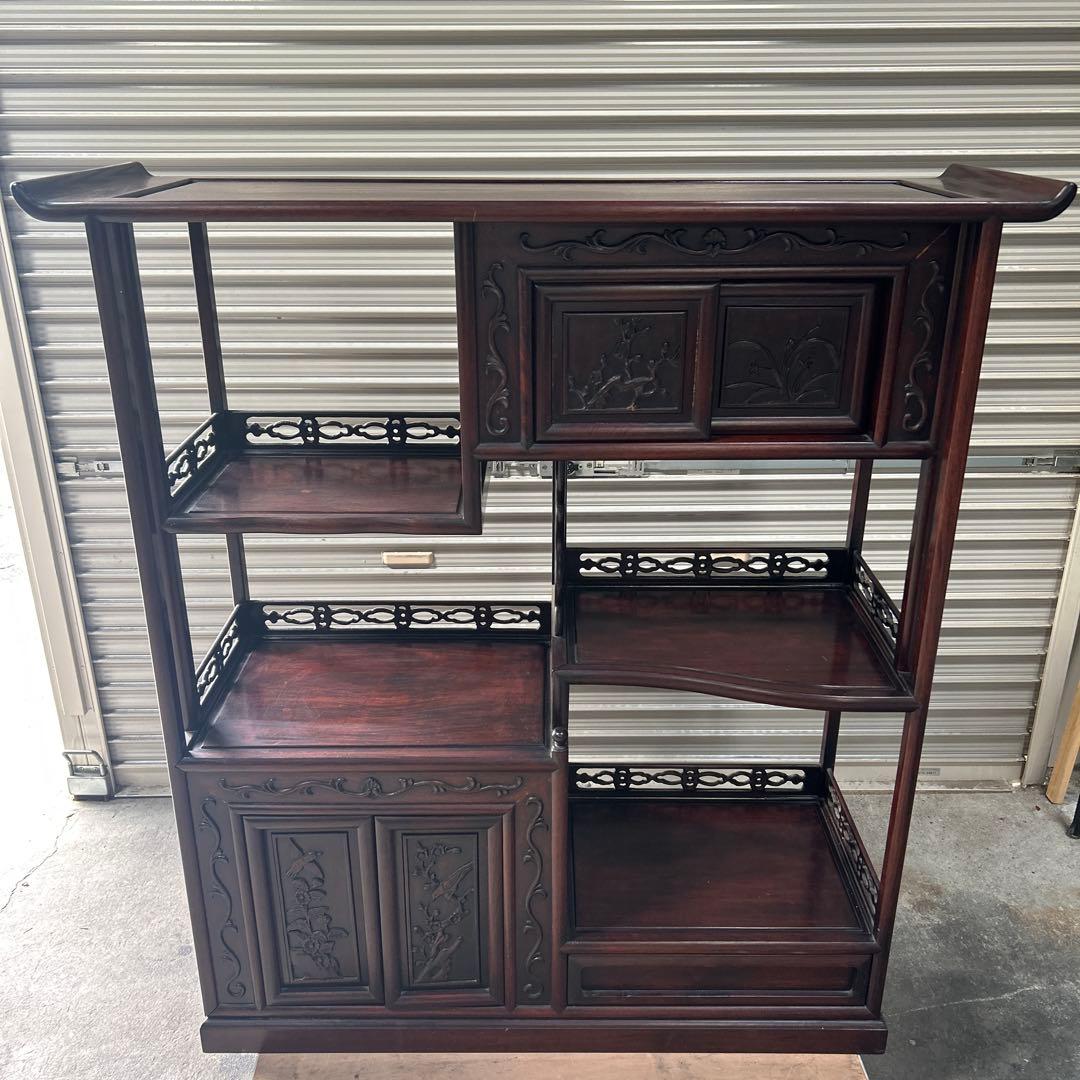 アンティーク　木製彫刻付き　飾り棚