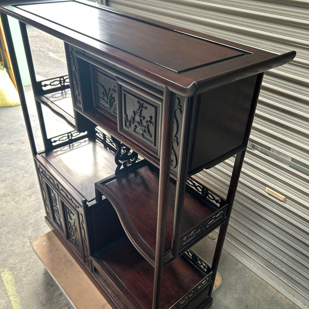 アンティーク　木製彫刻付き　飾り棚