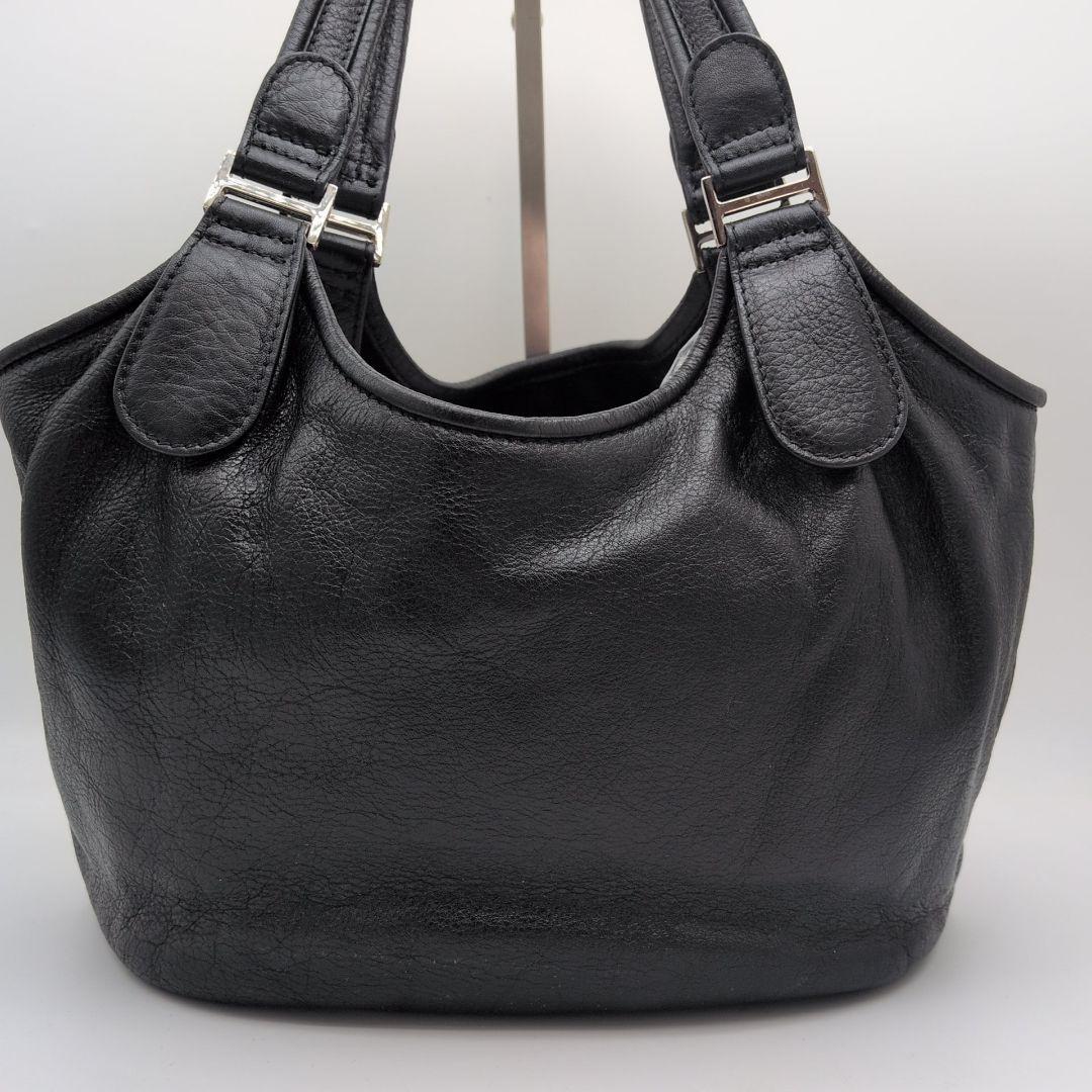 【極美品】HIROFU　トートバッグ　シボ革　Hロゴ ブラック