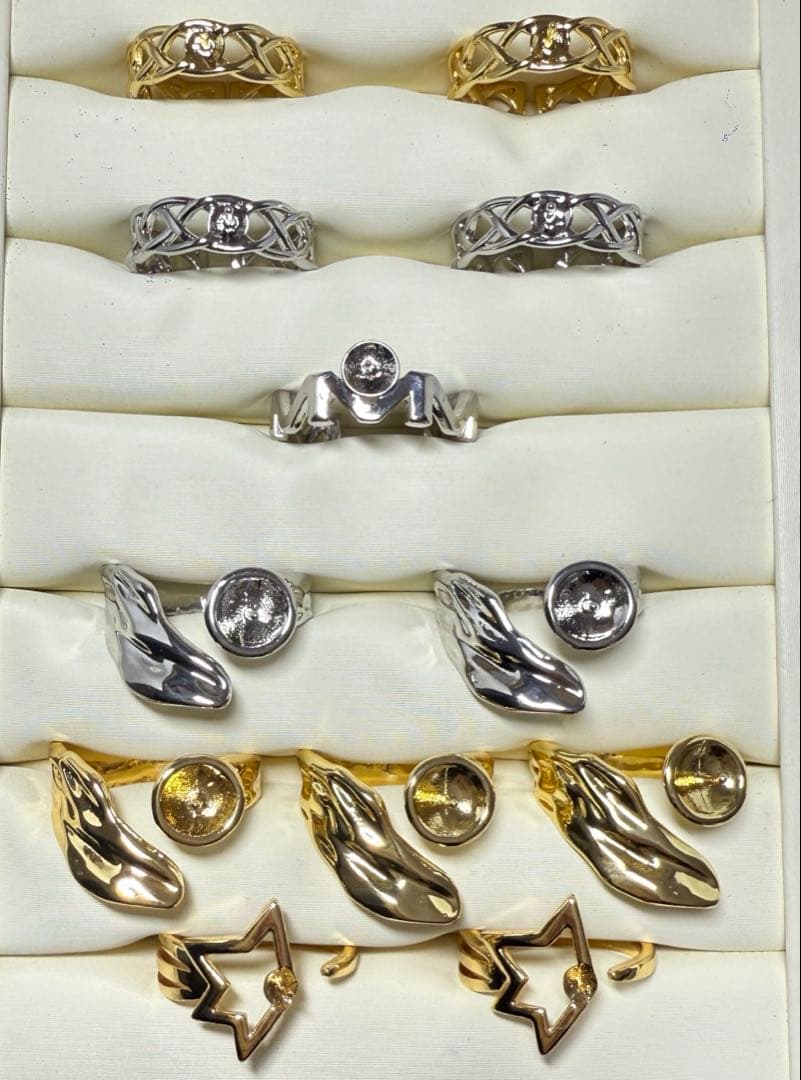 まとめ買いお得なセット　真珠パール用リング台リング空枠 8点セット　081