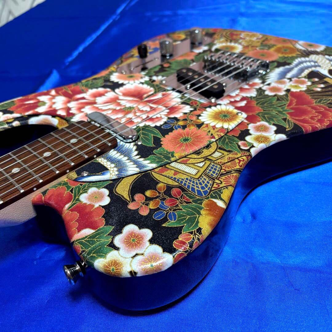 ❤️No,113❤️国産和柄 百花舞鶴 テレキャスター エレキギター
