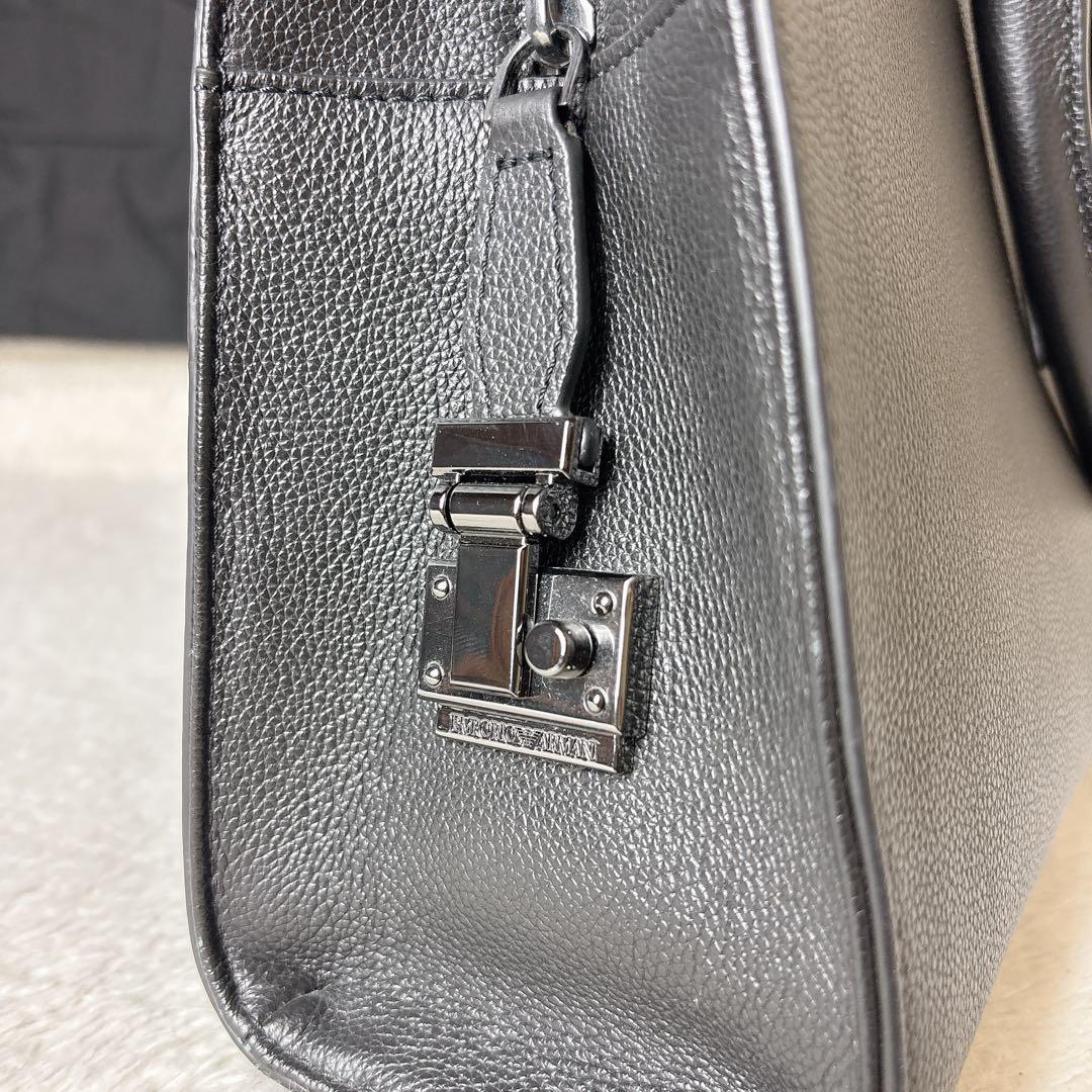 現行 EMPORIO ARMANI タンブルレザー ビジネスバッグ