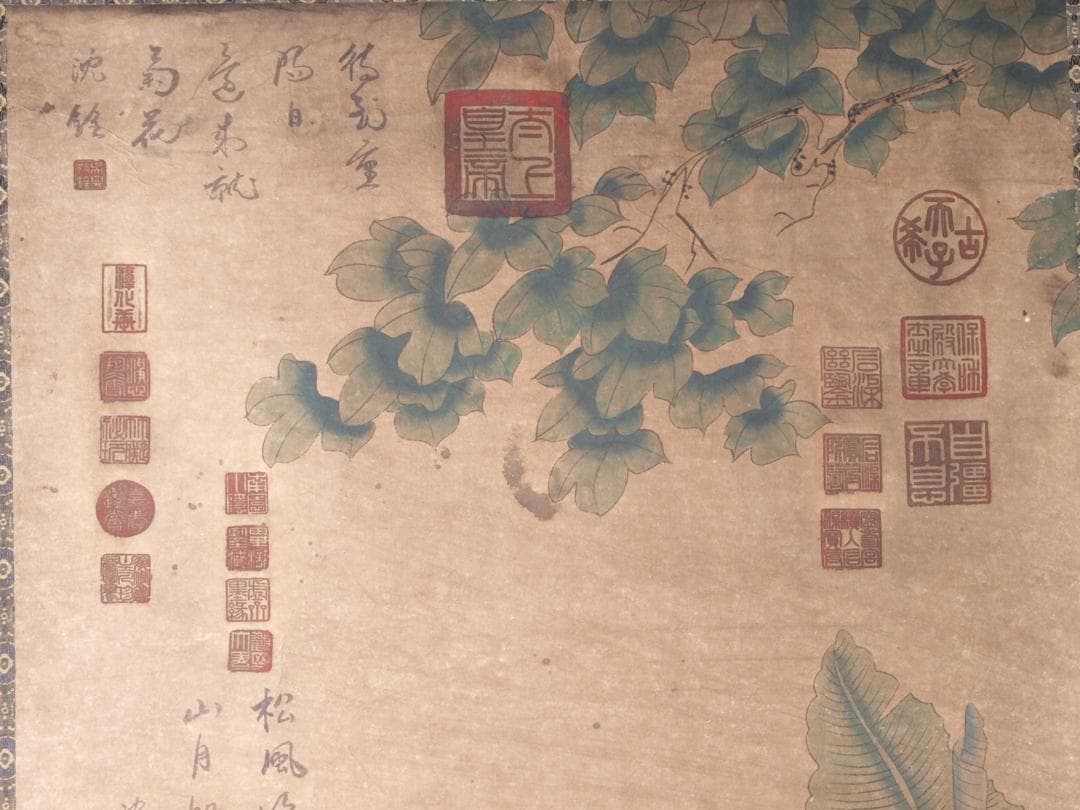 【骨董掛け軸】遊春図 中国张萱　 唐時代 肉筆保證 掛け軸AK688A12-2