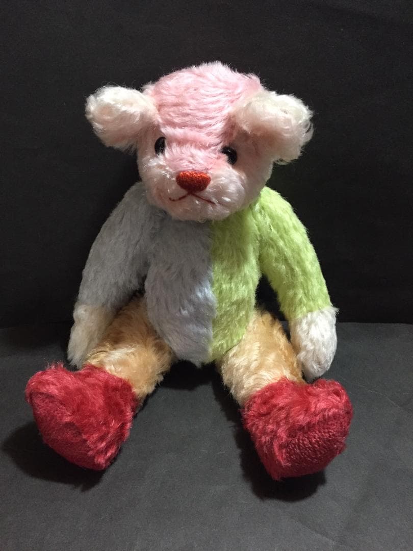 カラフルテディベア2体　パッチワーク　マルチカラー　作家