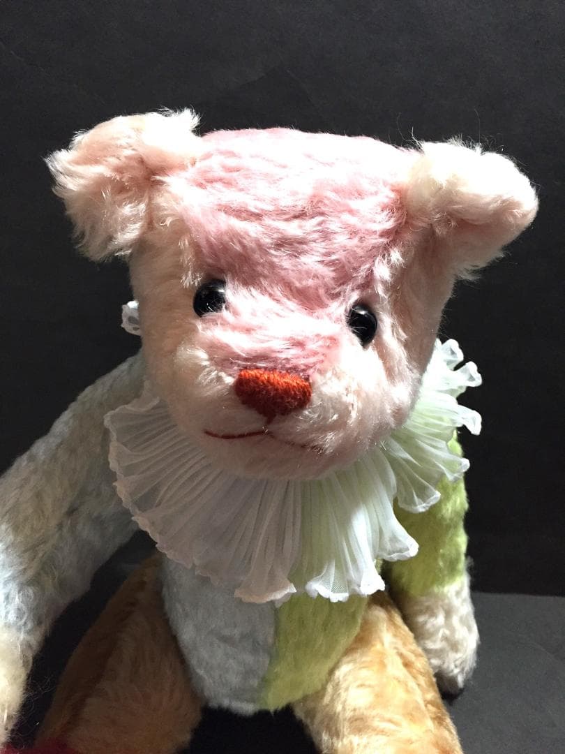 カラフルテディベア2体　パッチワーク　マルチカラー　作家