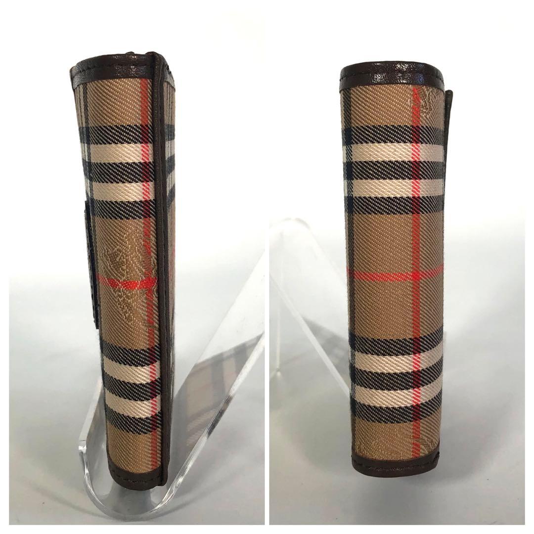 【未使用品】バーバリー 二つ折り財布 ノバチェック キャンバス ブラウン