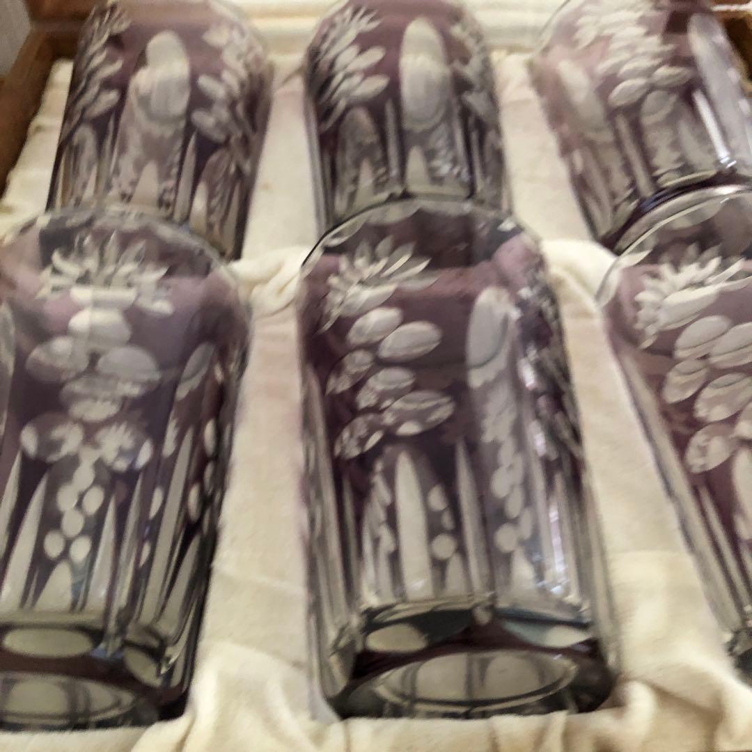 昭和レトロ　被せガラスコップセット