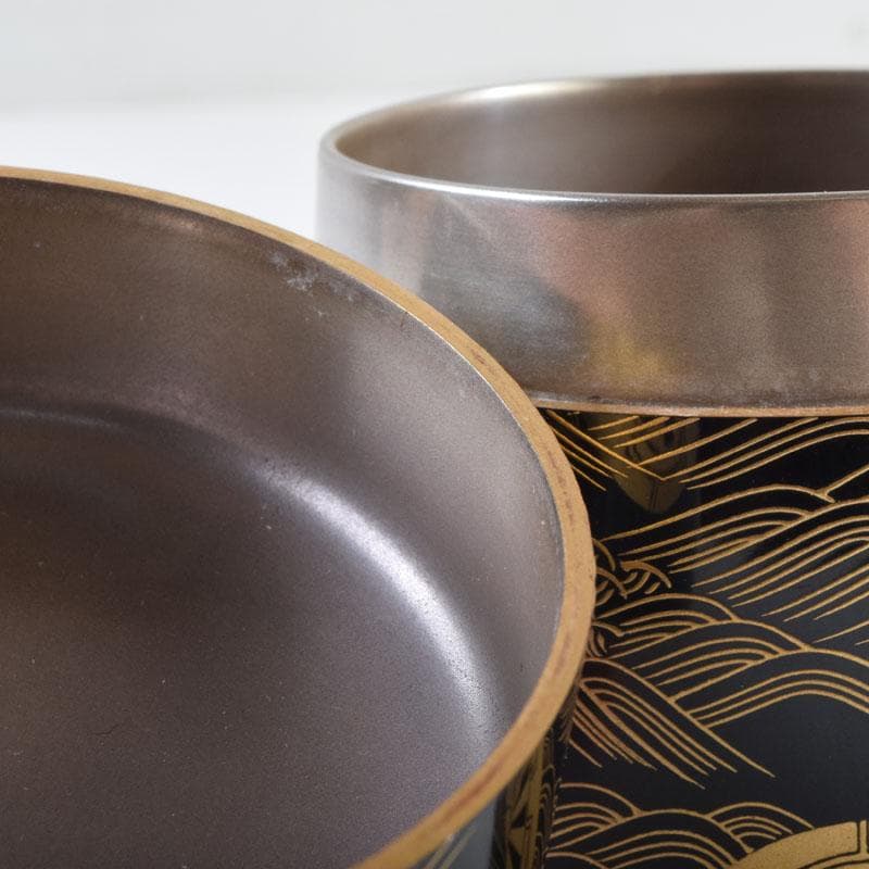 はるこ　茶道具　塗師川瀬表完作　源氏車蒔絵雪吹茶入　共布共箱　V　8966