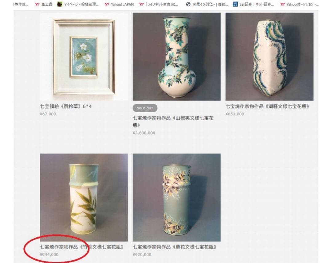 送料無料　最上級田村七宝謹製白地花紋七宝花瓶　銀銘 有線・無線七宝幻想的な文様