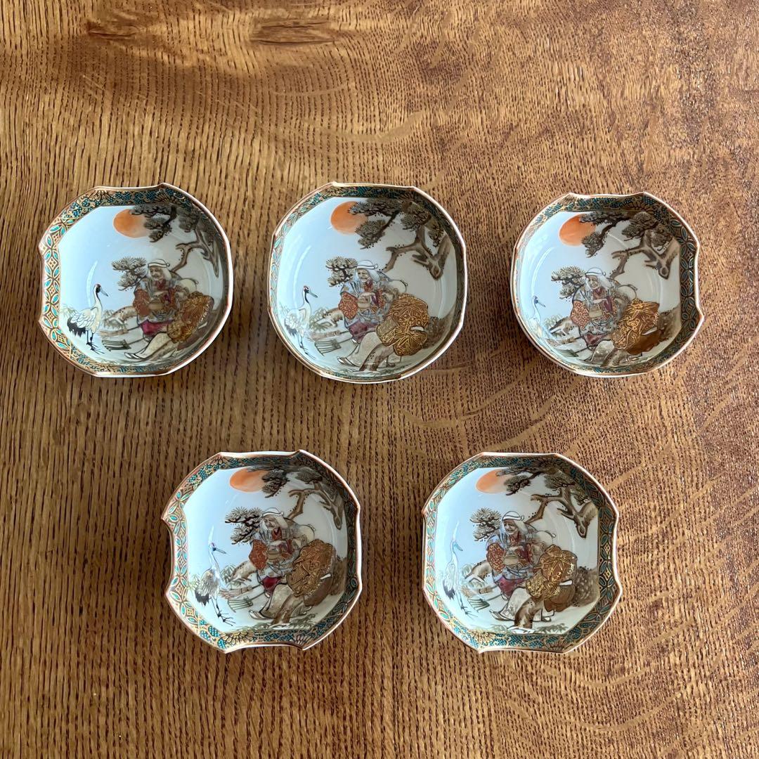 九谷焼 小鉢 鶴 時代物 ヴィンテージ 骨董 皿