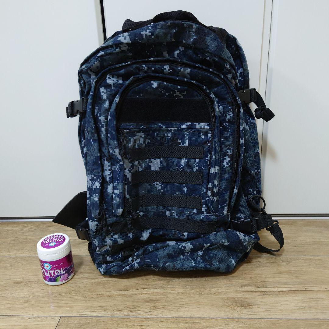 多ポケット大型青迷彩リュック