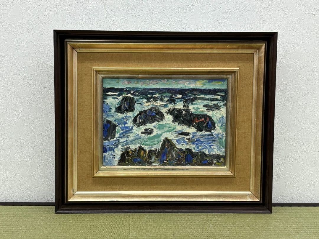 【真作】 小林和作 「海」 アトリエにて直接購入品 油絵 油彩 4号