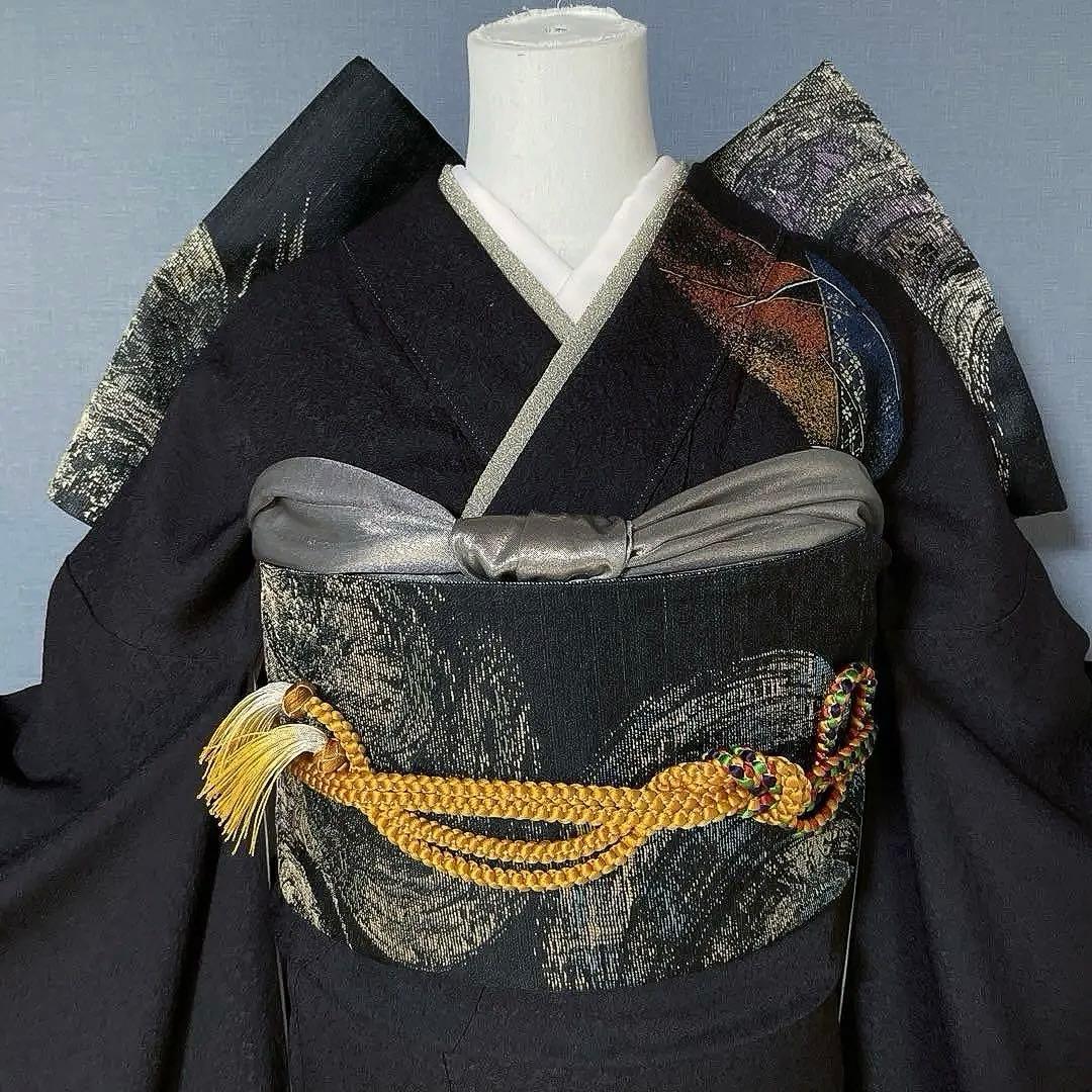 振袖フルセット　手描き友禅　成人式振袖　振袖　裄丈68 コシノブランド　焦茶色