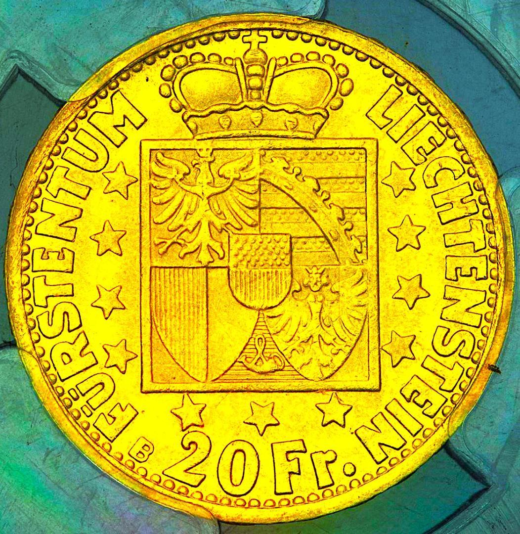 希少　発行数10000　PCGS-MS64 リヒテンシュタイン 1946B