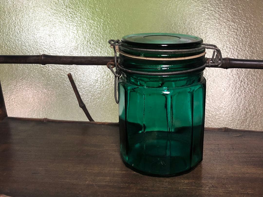 ◆388◆アンティーク　ヴィンテージ　キャニスター　ガラスワイヤーベールジャー