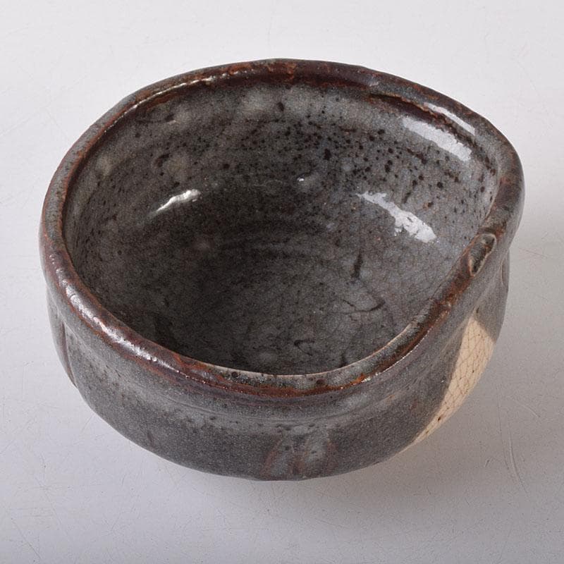 茶道具　鼠志野焼　升形茶碗　時代箱　V　R7989