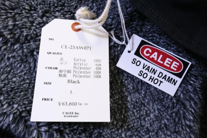 ブラックＬ　23AW【新品】☆CALEE：ミリタリータイプ　オーバーコート