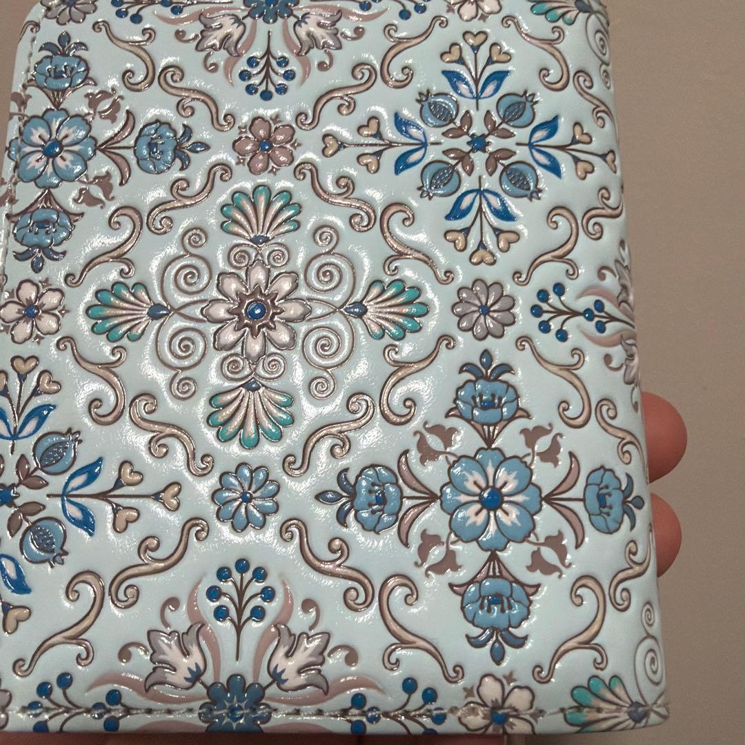 【新品未使用】浅草文庫 シルクロード 友禅染 江戸小紋 二つ折り 財布 日本製