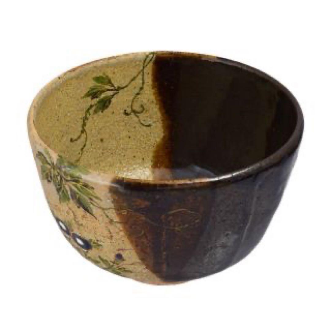 茶碗 掛分 風船葛に夏草 良二作