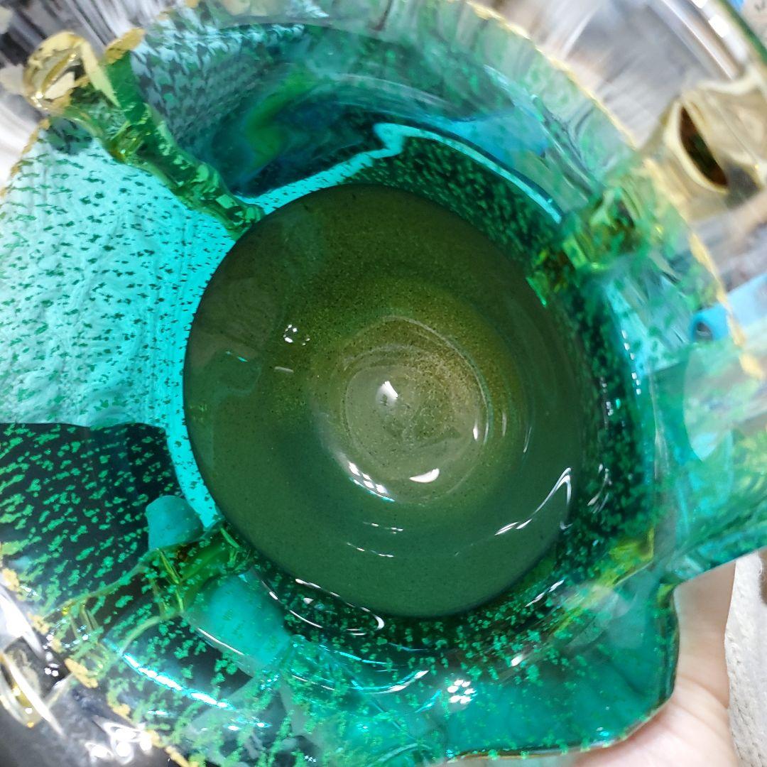 マルティグラス　義山飾り兜　台付き　ガラス細工