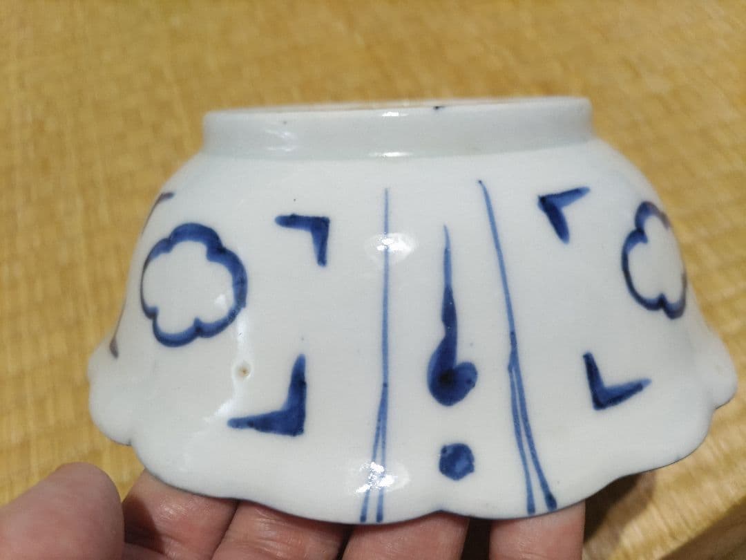 古伊万里　染付　波乗り　兎・ウサギ　鉢・皿（径17㎝）