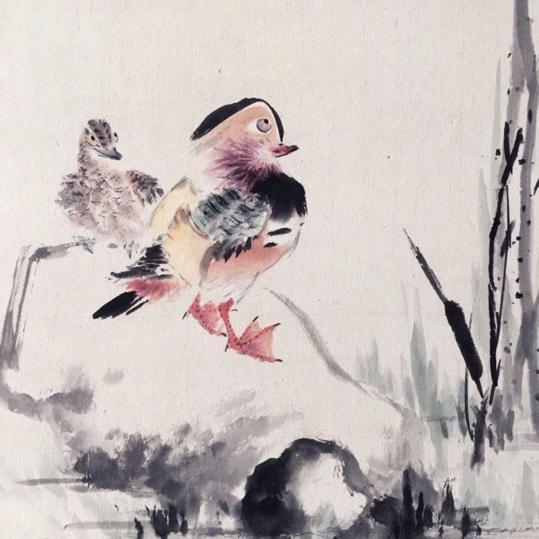 王雪涛 花鳥画 四条屏 相鳴生情 掛け軸 表装済み