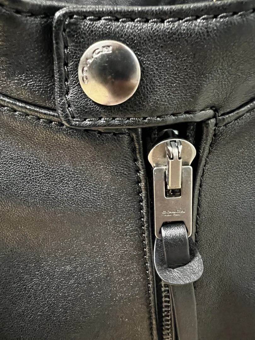 COACH ブラック レザー シングルライダースジャケット