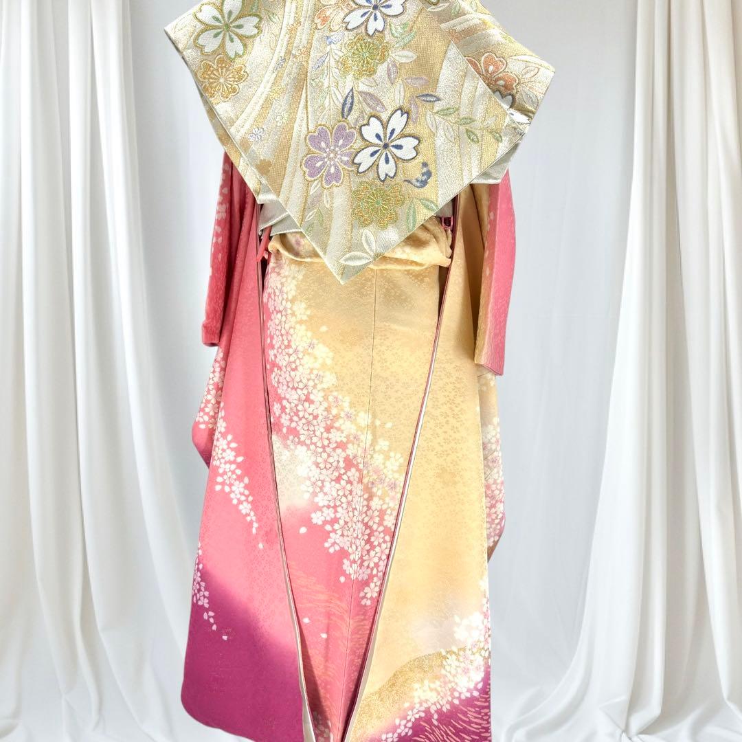逸品 振袖7点フルセット 京都きもの友禅 桜尽くし 正絹　成人式　結婚式