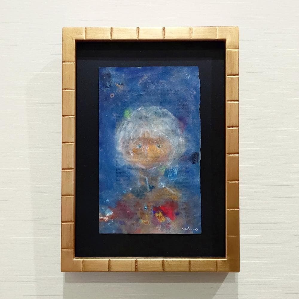 内野隆文　肖像　人物画　絵画　現代美術　アート　アンティークペーパー　額縁