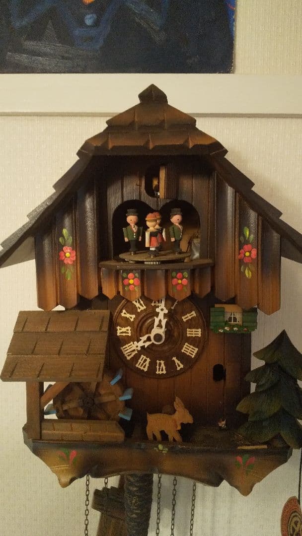 オルゴール 鳩時計 スイス時計 カッコー時計 からくり 水車 木製