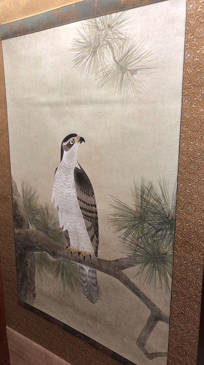 久保吉郎　鷹　掛け軸　掛軸　共箱あり　二重箱 27