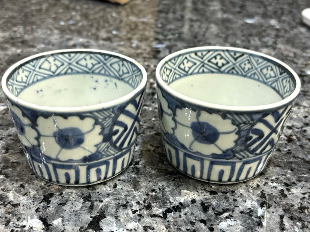 伊万里蕎麦猪口　 撫子文様　明治から江戸時代　2個セット
