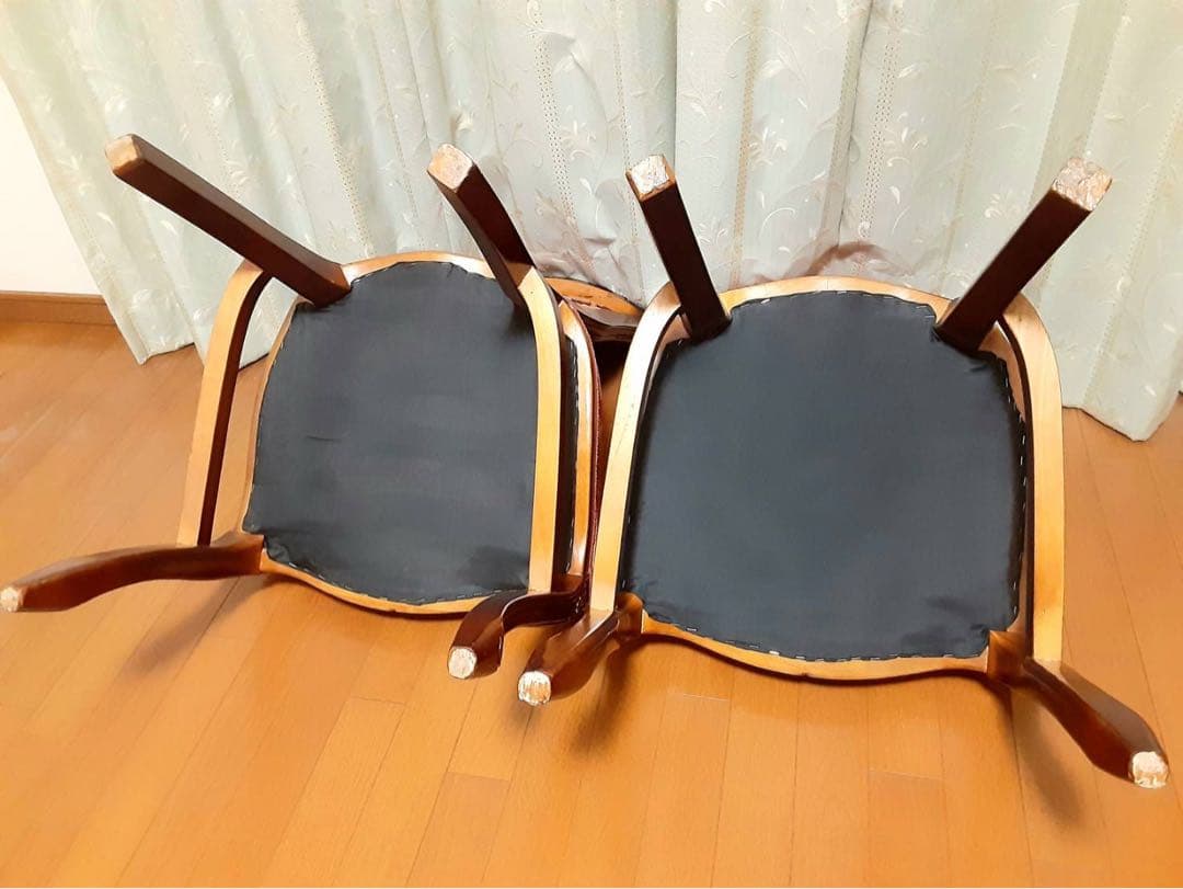 イタリア ダイニングチェア フラワーレッド　猫脚　2脚