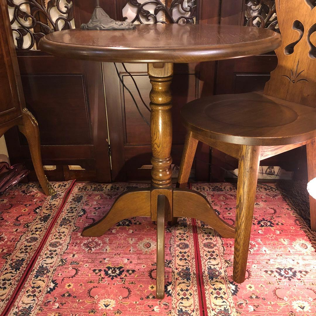 ８０年代　ブリティッシュアンティークST スピンドルコンパクト　ラウンドテーブル