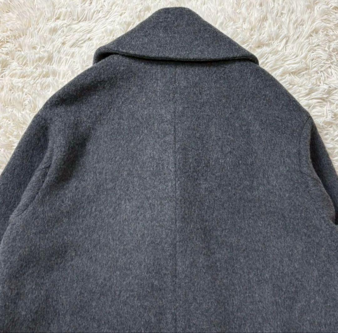 【美品】エンフォルド ウールリバーコート チェスターコクーン グレー×緑　36