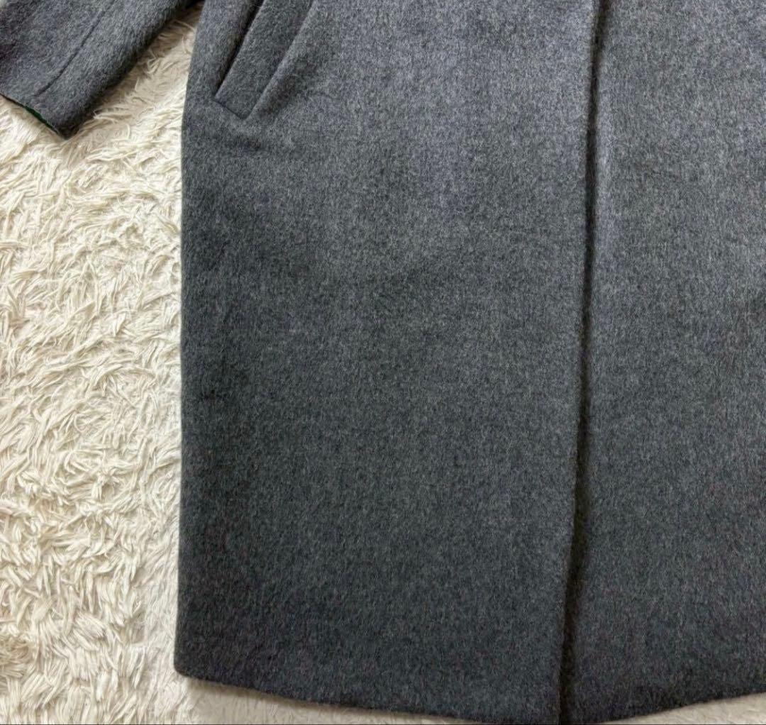 【美品】エンフォルド ウールリバーコート チェスターコクーン グレー×緑　36