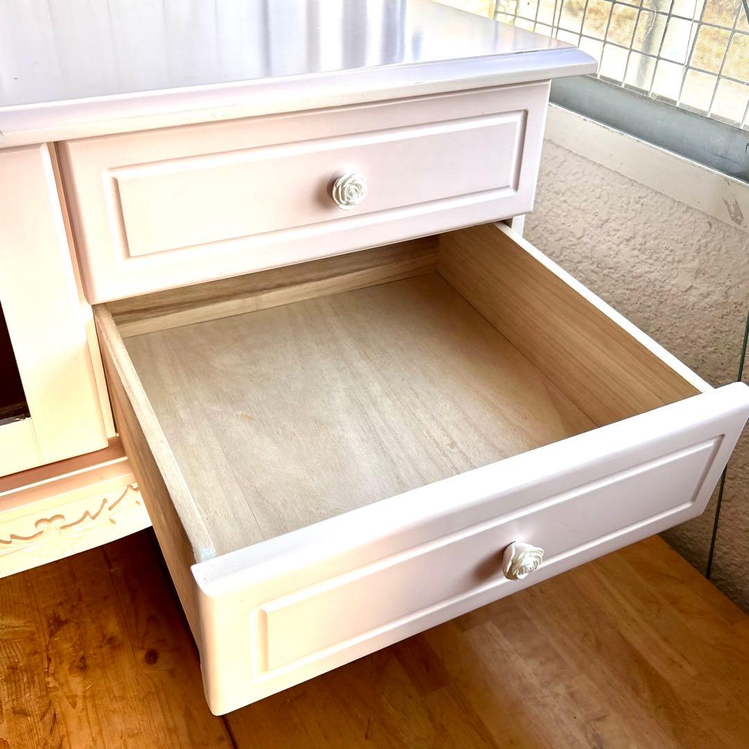 ピンクのテレビボード　フェミニン プリンセス系 幅90cm ロココ調　テレビ台