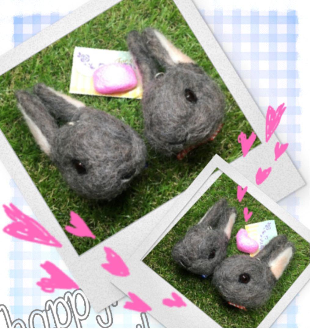 こぶり様　うさぎ　羊毛フェルトストラップ
